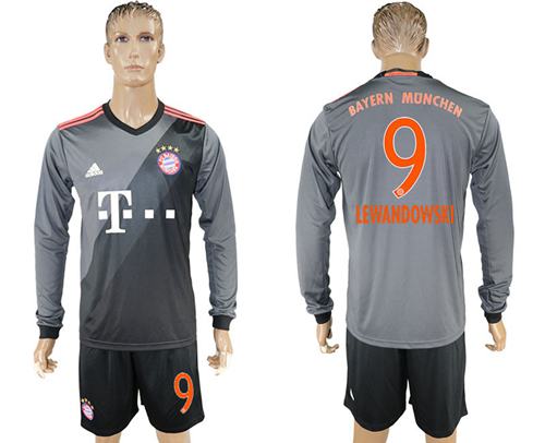 Bayern Munchen #9 Lewandowski Away Long Sleeves Soccer Club Jersey - Click Image to Close